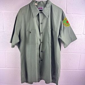 Big Mac VTG Men's Short Sleeve Button Up Shirt Green Texas Hunting